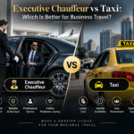 Executive chauffeur vs taxi for business travel, comparing luxury chauffeur service with taxi transportation