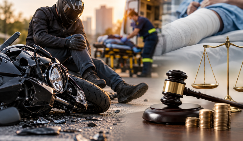 Serious motorcycle accident injuries and compensation claim